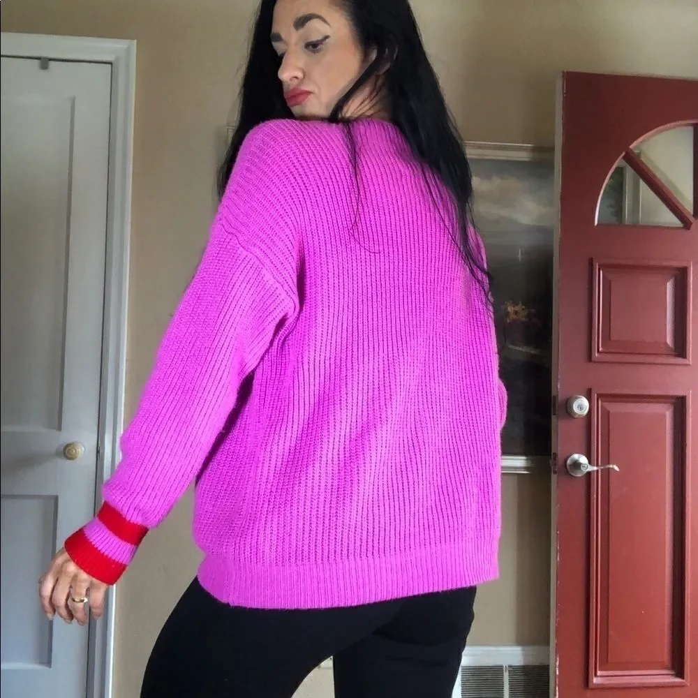 Shein bright pink and red sweater
